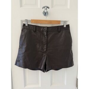 Aritzia Babaton Brown Shorts Vegan Faux Leather‎ Size 8